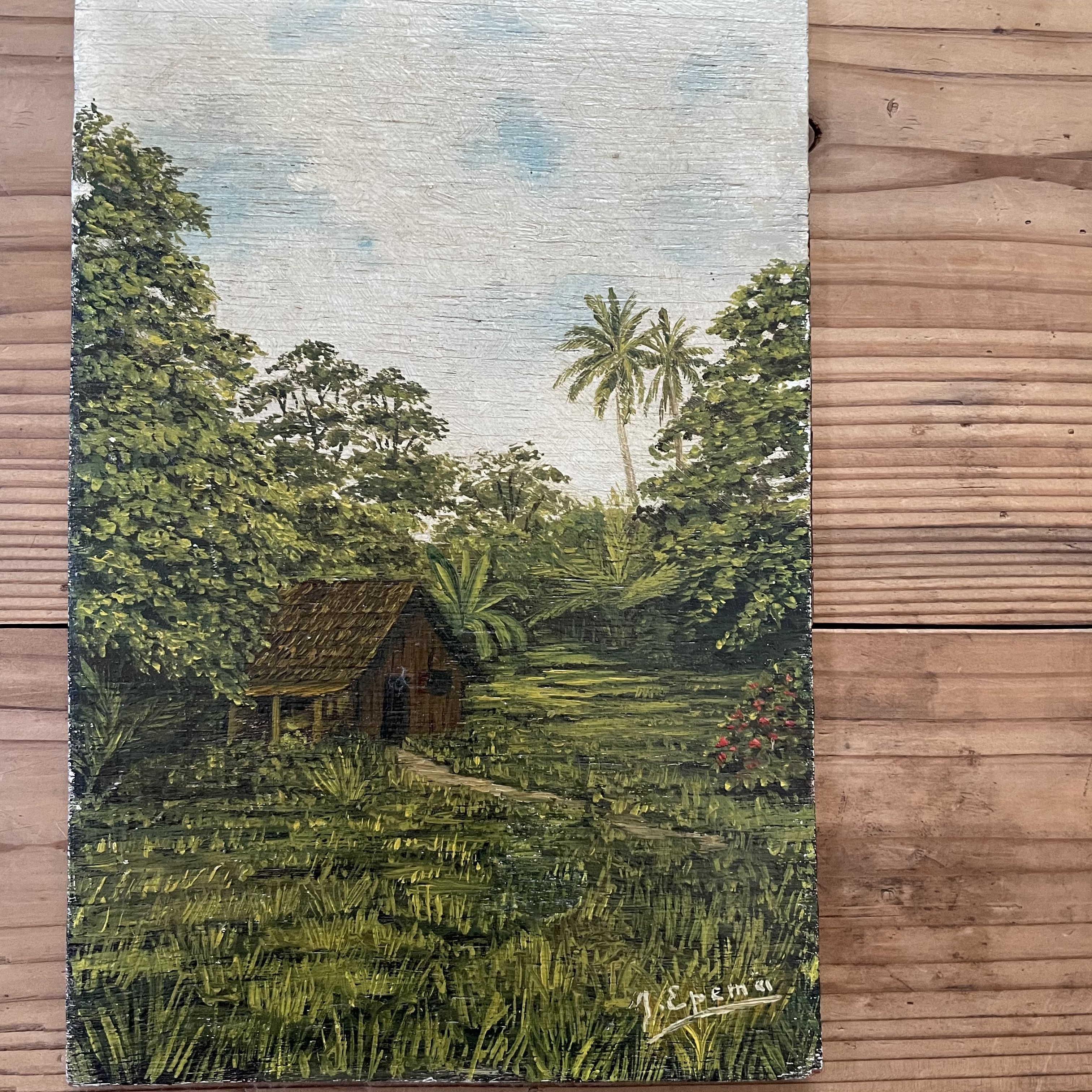 森の中の家の絵 Tsuitachi Craft Brocante