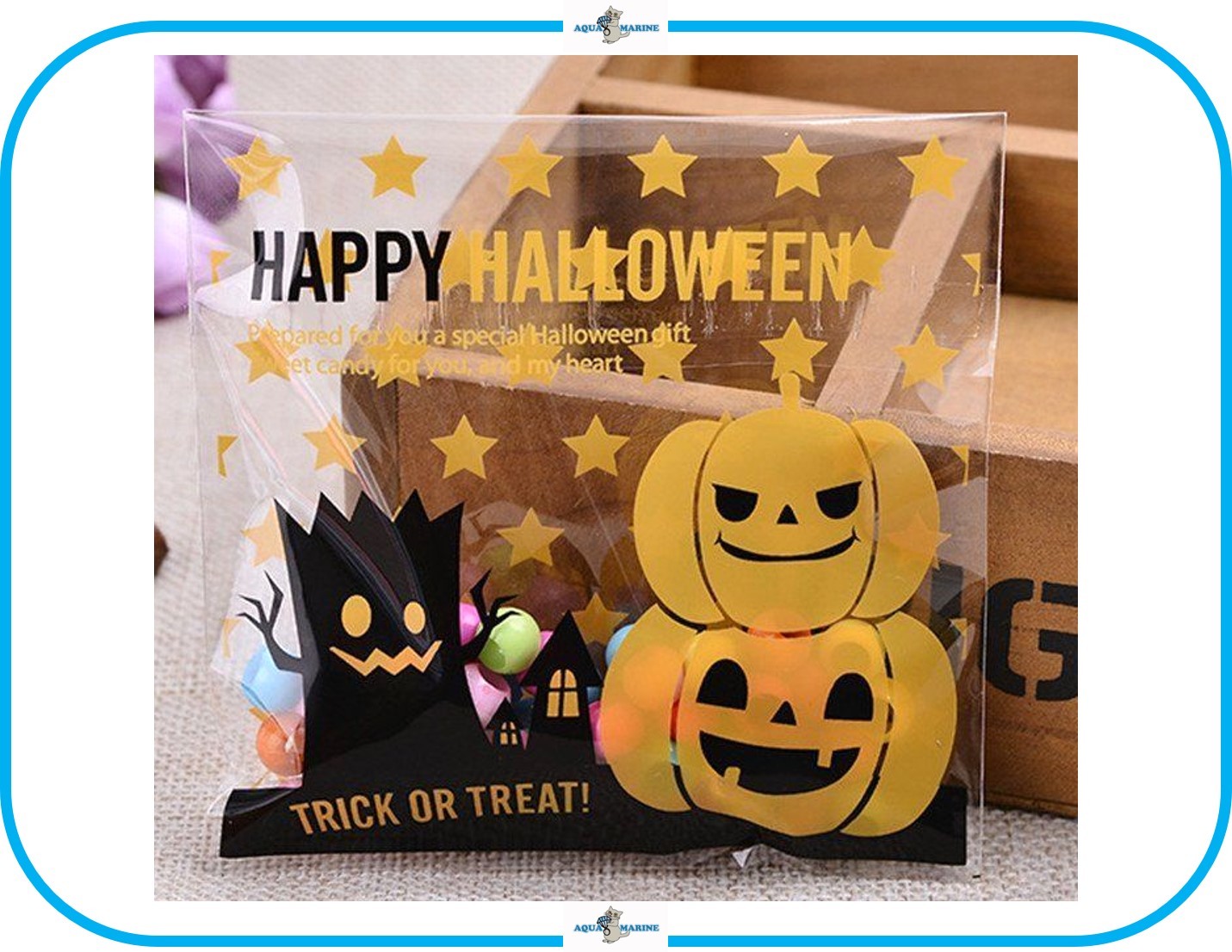 Im300 ラッピング Opp袋 テープ付 枚 ハロウィン デザイン Halloween パンプキン カボチャ 小分け 包装 プレゼント オシャレ ギフト クリア お菓子 ハロウィン イベント Onlineshop Aquamarine