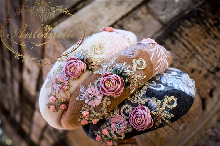 3色 アンティーク 帽子 レディース ベレー帽 花 造花 刺繍 高級 Ladies Hat Beret Antique Elegant Antoinette