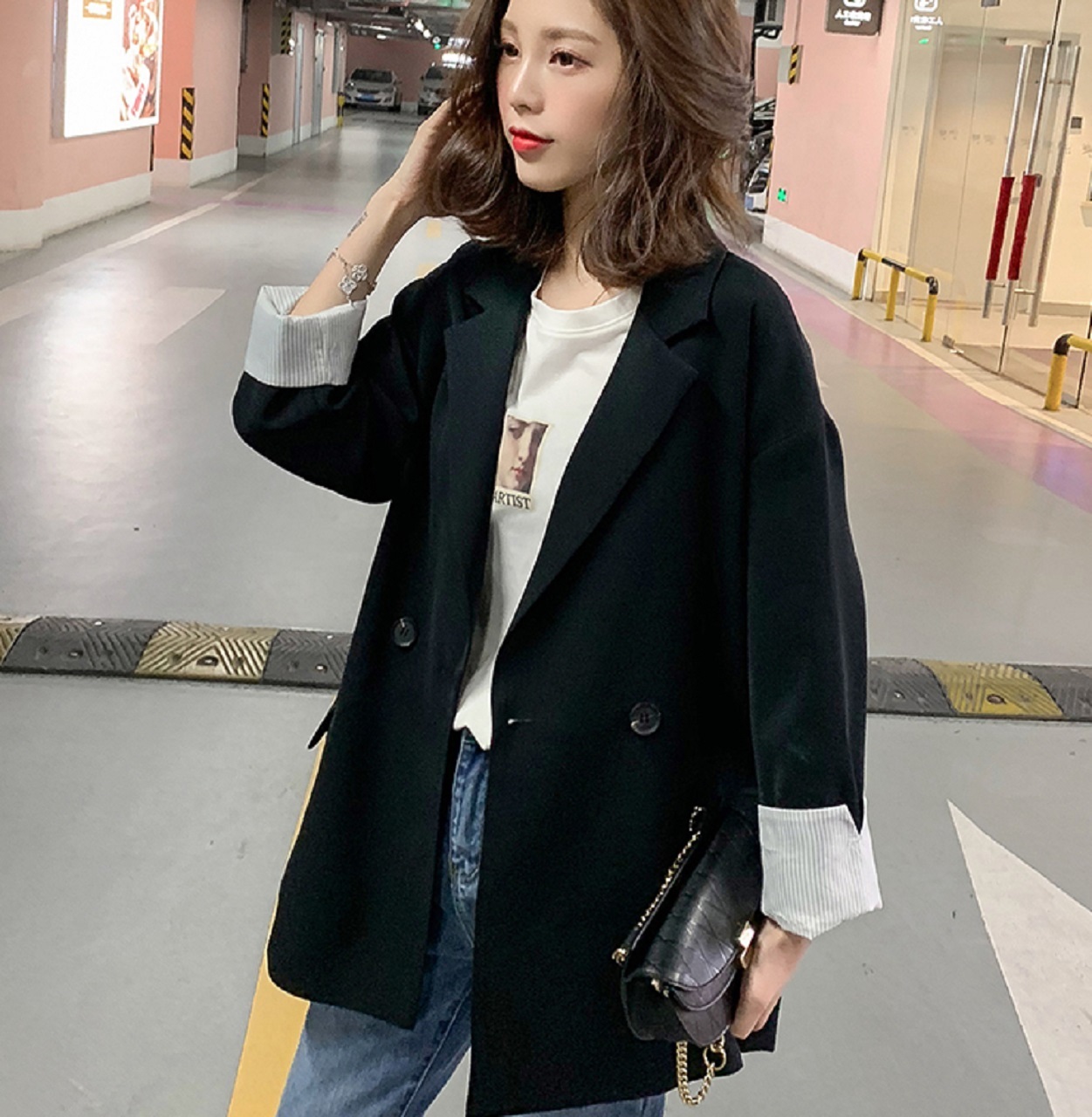 ピーコート Pコート 黒コート コート アウター 黒 襟あり ダブルボタン ポケット 通学 通勤 デイリー 普段着 ショート丈 無地 シンプル 定番 人気 レディース 女性用 秋冬 プチプラ Ou0002 Colorful Closet おしゃれなトレンド海外レディースファッション通販