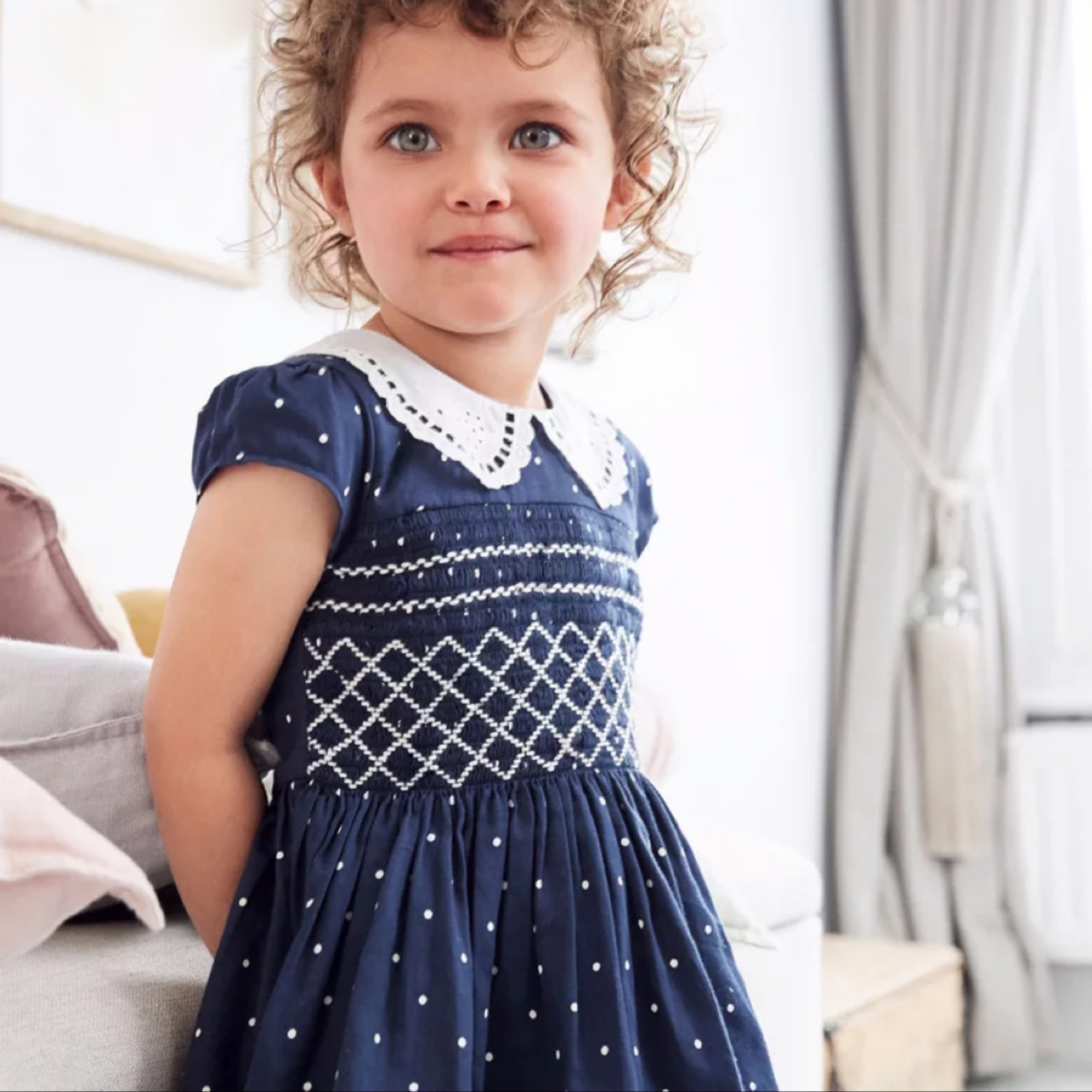 Little Maven 068 ドットスモッキングワンピース Amada