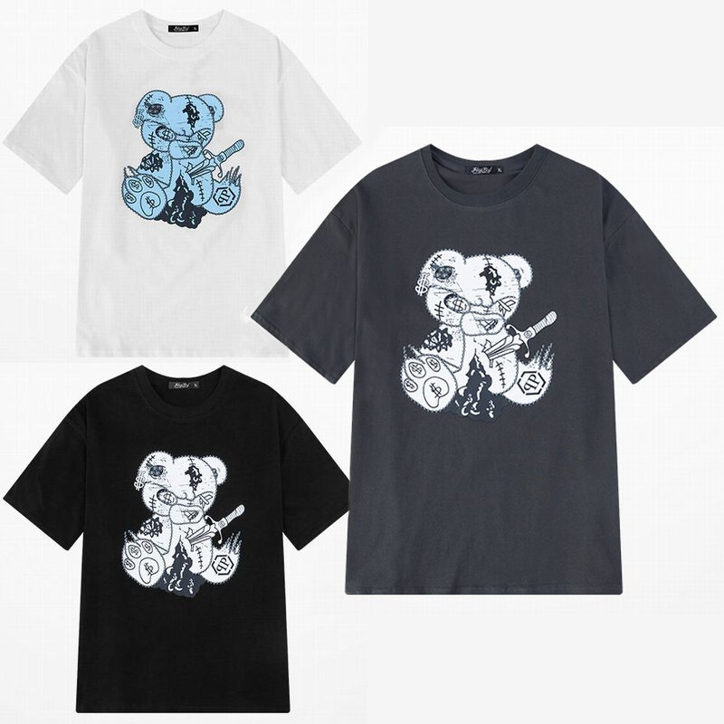 ユニセックス 半袖 Tシャツ メンズ レディース マーク クマのぬいぐるみ プリント オーバーサイズ 大きいサイズ ルーズ ストリート Tbn Mamos マモス ストリートファッションならお任せ 韓国ファッションがお好きな方も要チェックです