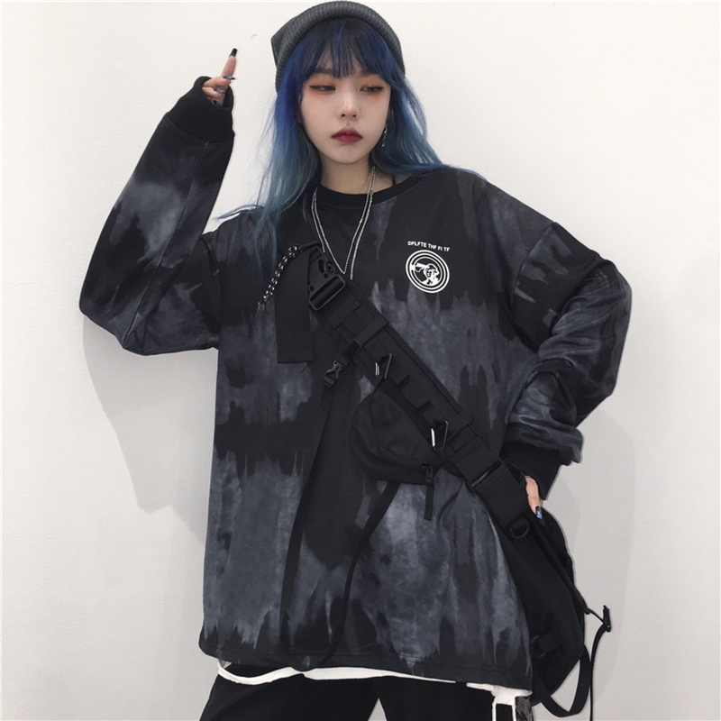 病みかわいい ゴシック ｔシャツ 長袖 ユニセックス ルーズカジュアル 病み可愛い 10代 代 原宿系 ストリート系 オルチャン 天使と悪魔 サブカル系ファッション Seasonz