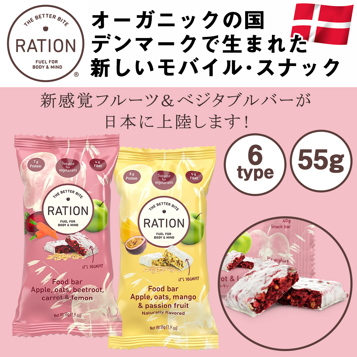 Ration レーション 55ｇ 1箱 16pce モバイル スナック グラニースミス種 青リンゴ オーツ麦 フラクシード サンフラワーシード フレーバー シリアルバー Greenfield Od グリーンフィールド アウトドア