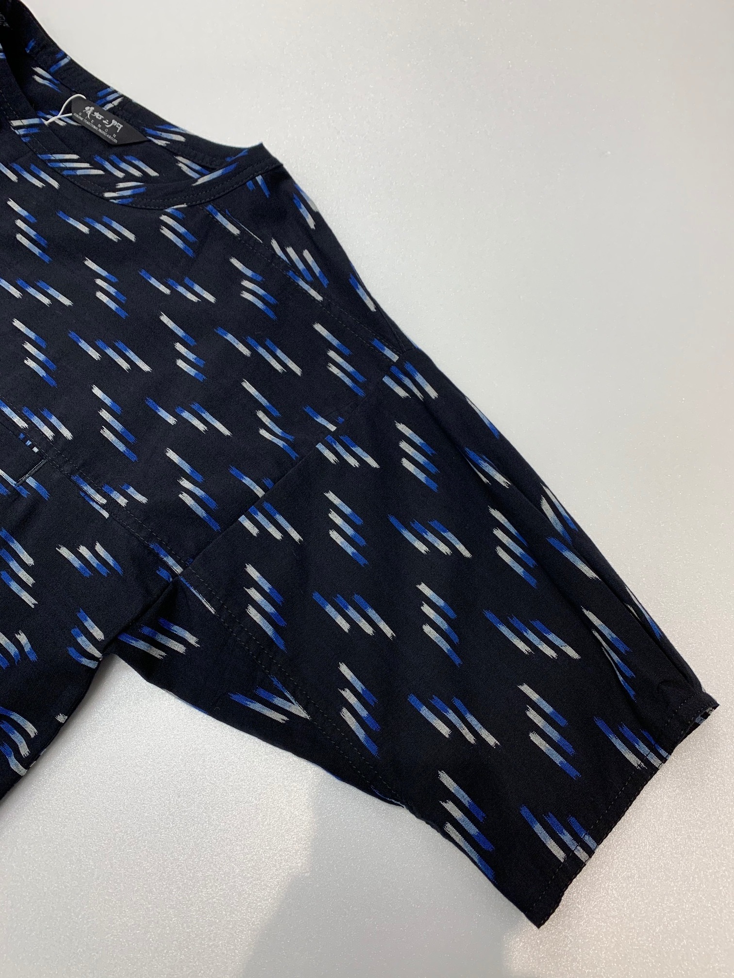 儀右ヱ門 ギエモン ワンピース ソ8 ほたる黒 ブルー白 久留米絣 日本製 久留米絣専門店 儀右ヱ門 Giemon