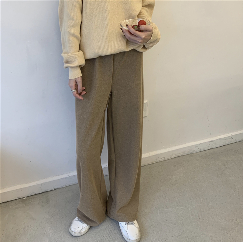 4color シンプル ハイウエスト 無地 ストレートパンツ ルーズ カジュアル Qrea Style プチプラ 韓国ファッション