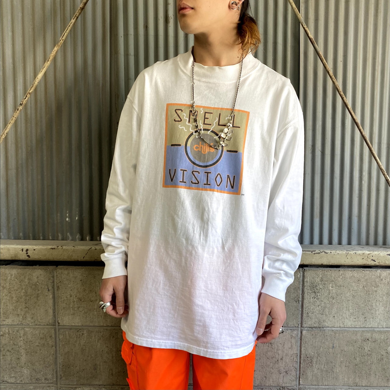 90年代 Smell Chilis Vision アート プリントロングtシャツ メンズxl 古着 企業系 90s ヴィンテージ ビンテージ ロンt ホワイト 白 ロングｔシャツ Cave 古着屋 公式 古着通販サイト