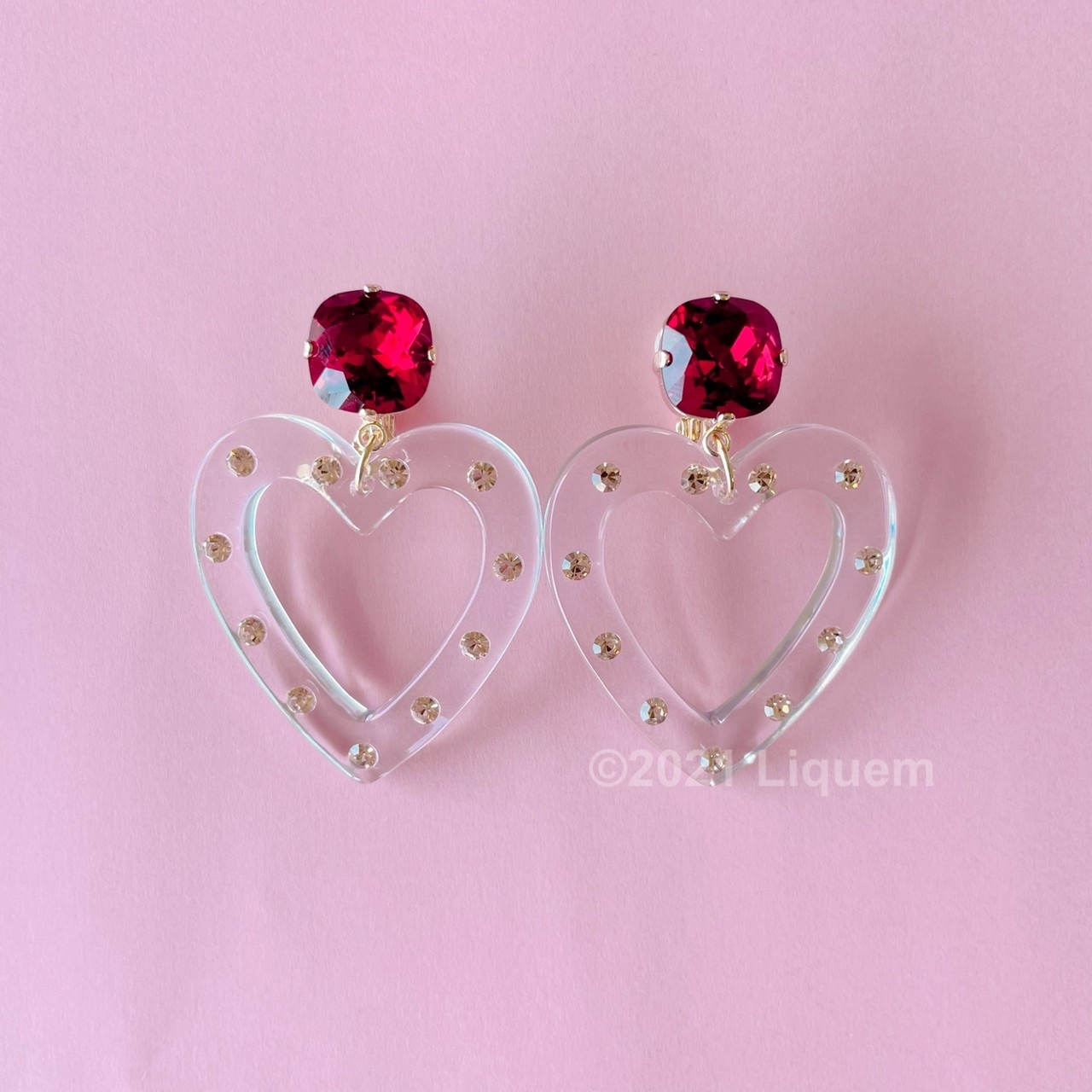 Liquem クリアハート イヤリング ストロベリー Liquem