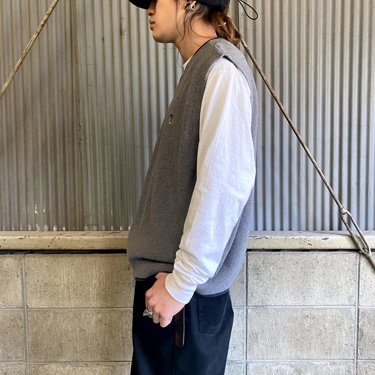 Tommy Hilfiger トミーヒルフィガー コットンニットベスト メンズl 古着 グレー ニットセーター Cave 古着屋 公式 古着通販サイト