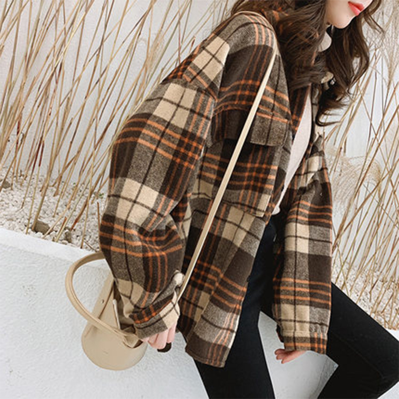 韓国レディースファッション ゆるだぼ オーバーサイズ チェック シャツ メンズライク プルオーバ 5869 流行オルチャンファッション 人気のプチプラ韓国レディースファッション新作通販 Aliceholly