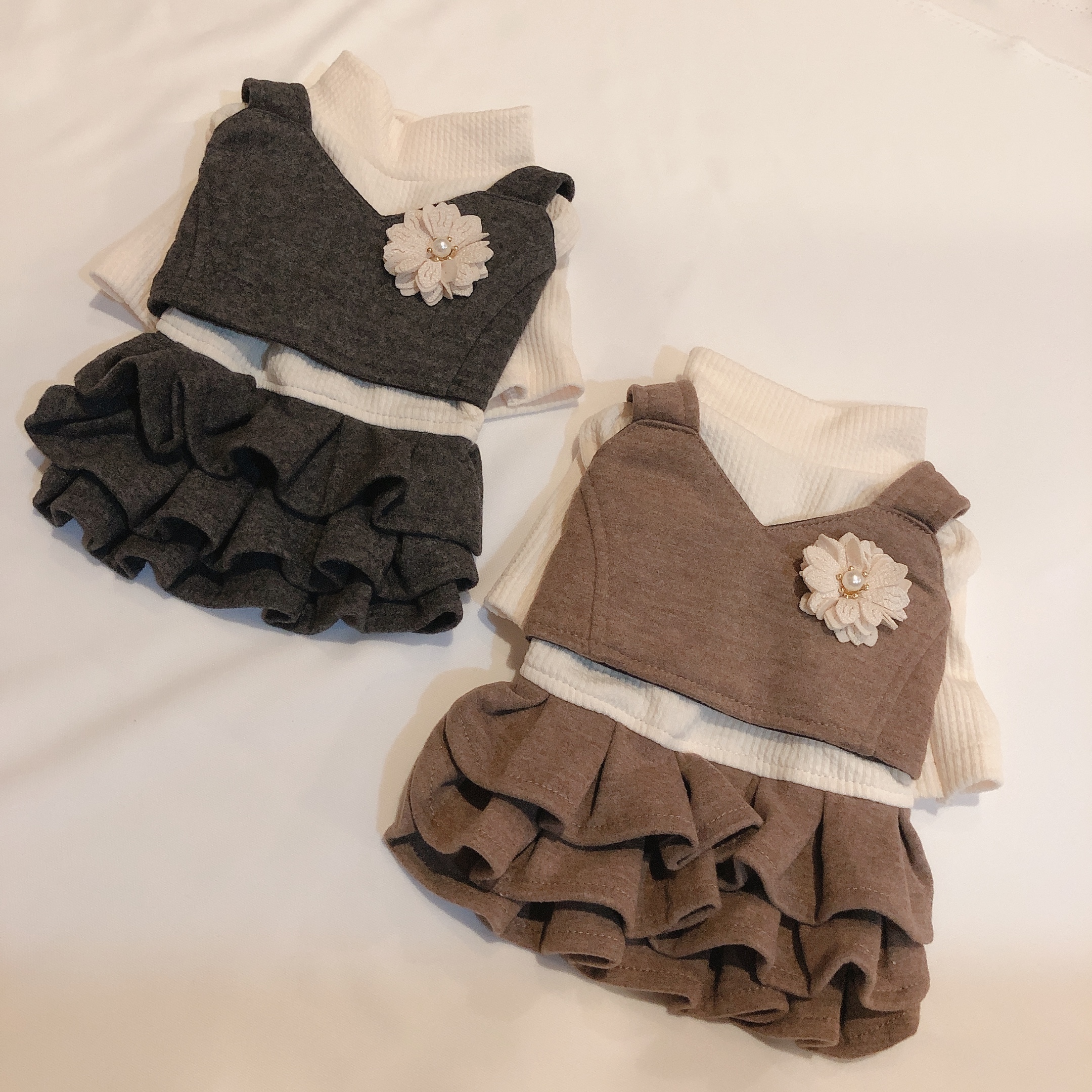 コサージュワンピース S Xl 犬服 秋冬 可愛い ドッグウェア お出かけ ペット洋服 犬 服 新作 ペット用品ショップ Nari Pet