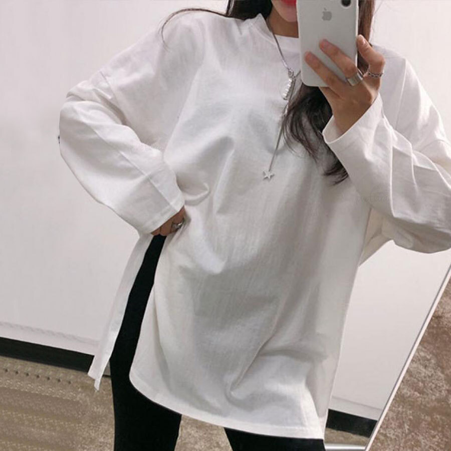 Y 265 サイドスリットtシャツ ホワイト 1211 Cittaa チッタ 韓国レディースファッション通販