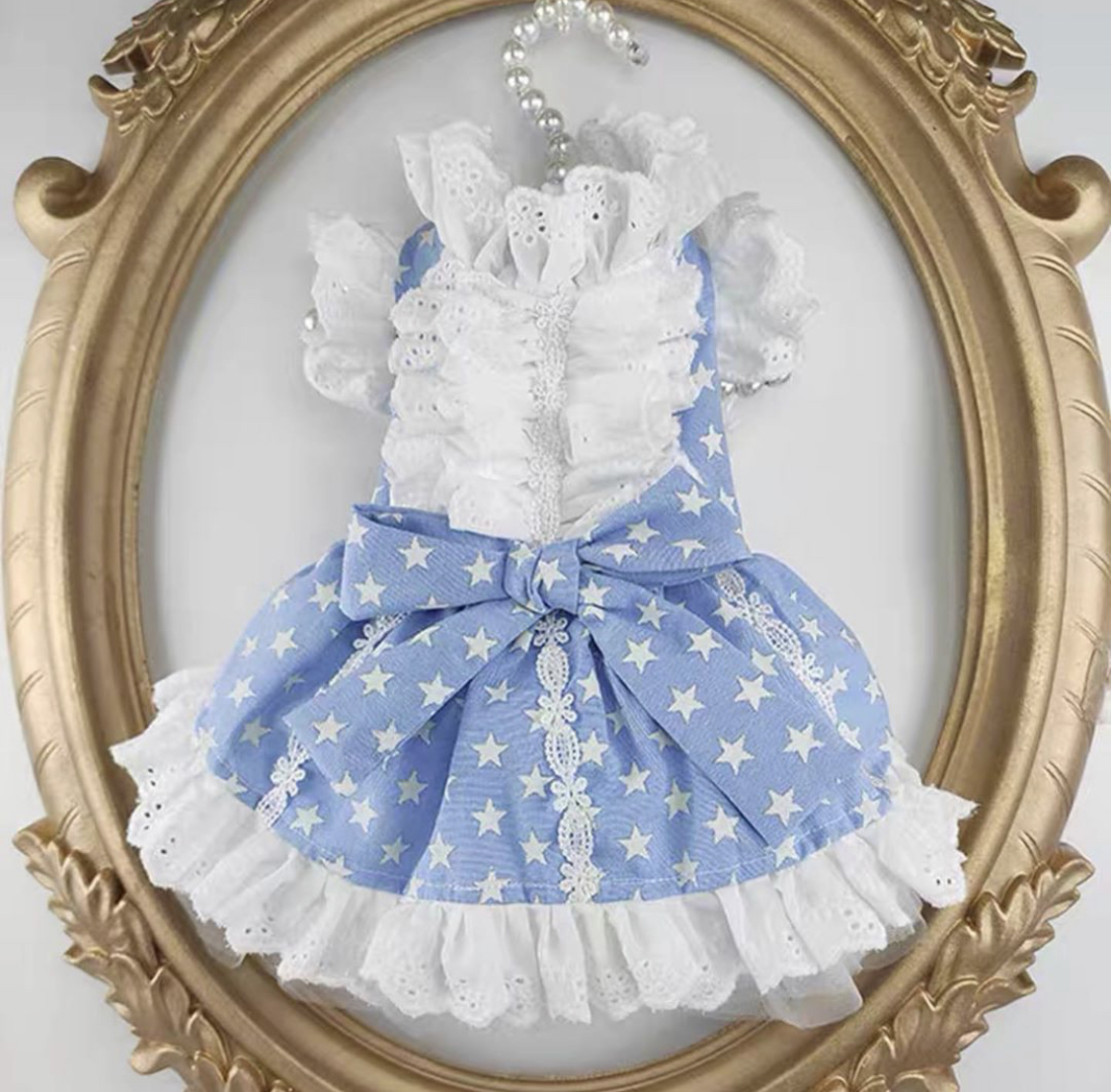星柄薄デニム風ワンピースタイプ プチプラでも可愛い愛犬のお洋服通販 Sunnysevenpet