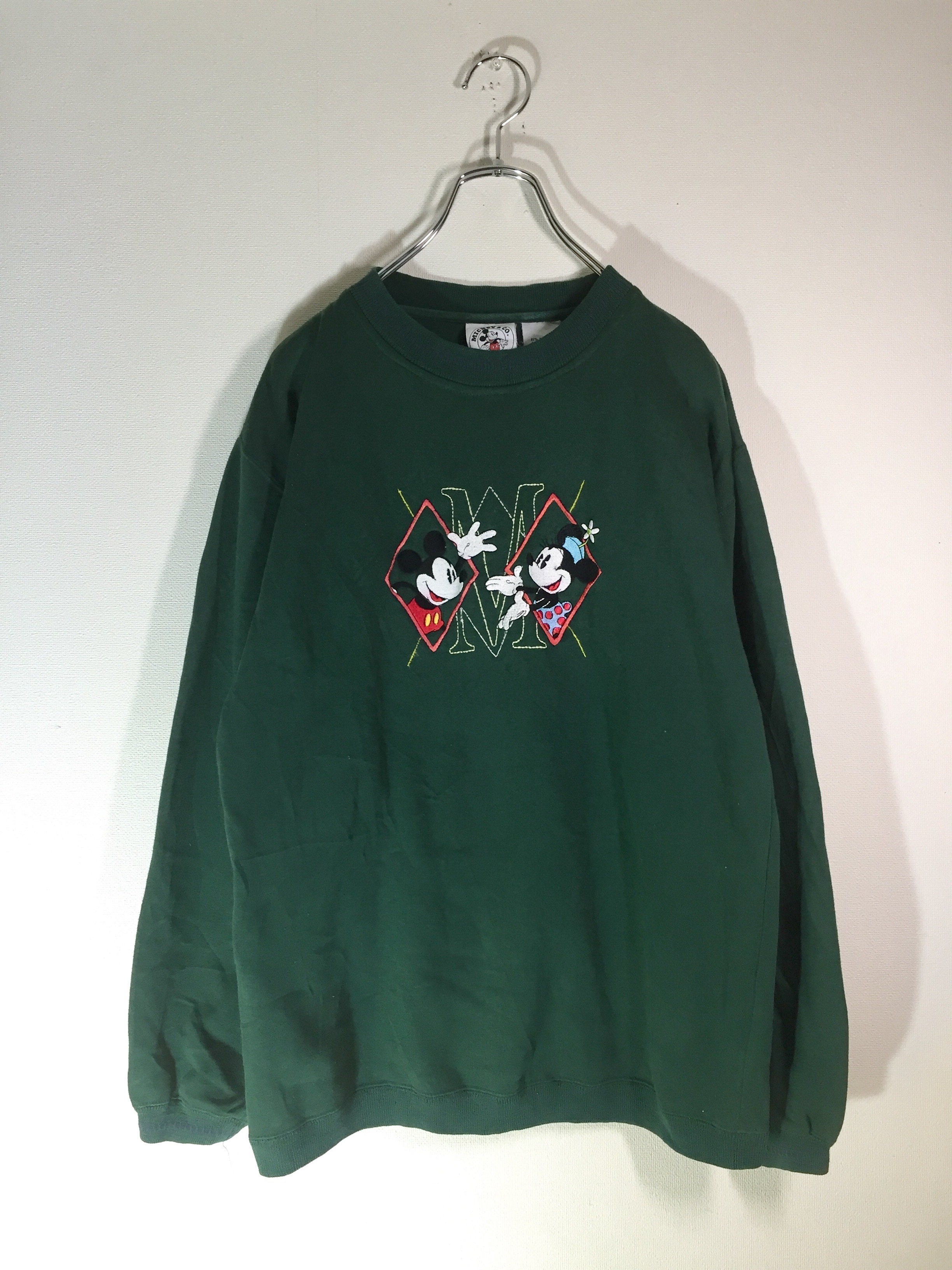 残りわずか ディズニーdisney ミッキースウェット 深緑グリーン ヴィンテージm 店長大暴走 クリアランスsale