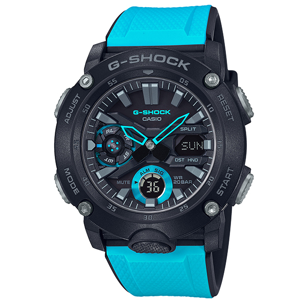 G Shock 腕時計 Ga 00 1a2jf カーボンコアガード 水色 メンズ アナログ デジタル カシオ ジーショック正規品 栗田時計店
