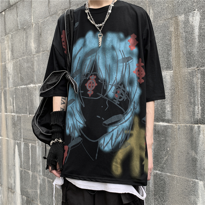 トップス 暗黒系アニメ図柄ストリートファッション半袖tシャツ Kodo7 Com ド定番から最新のものまで網羅 ストリート 系ファッション専門店