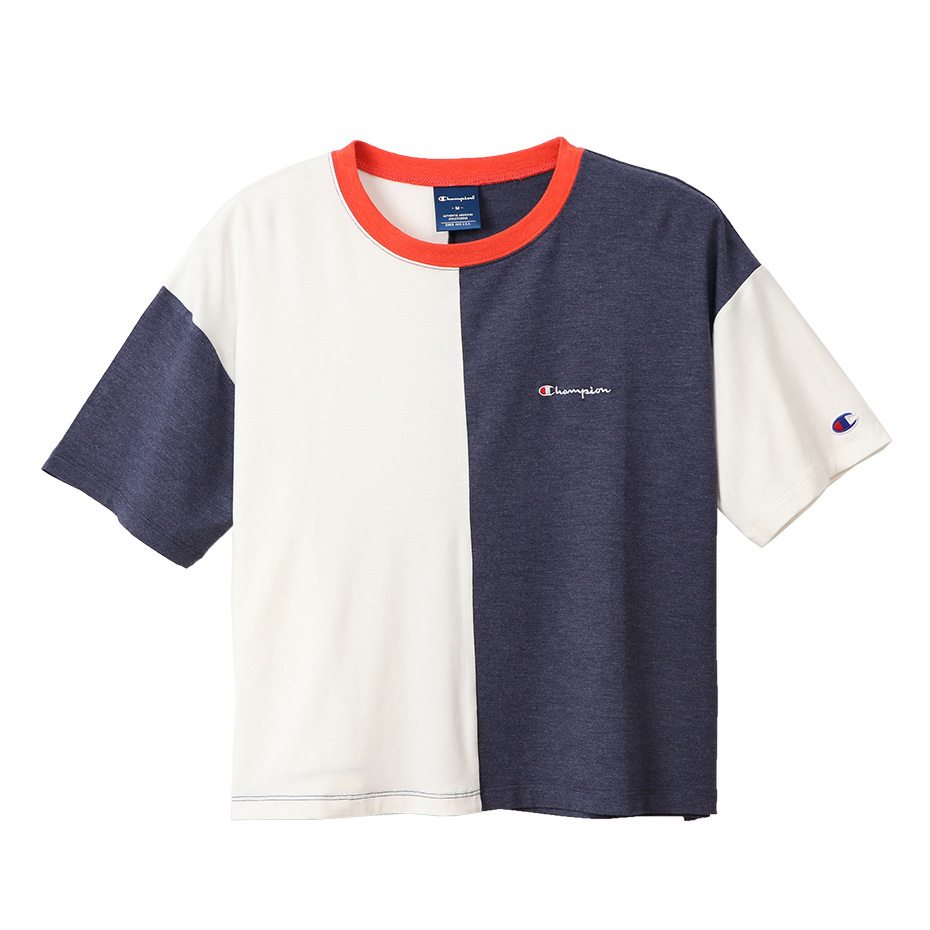 Champion チャンピオン レディース バイカラー 切り替え Tシャツ ネイビー Cw Rs311 Rinc