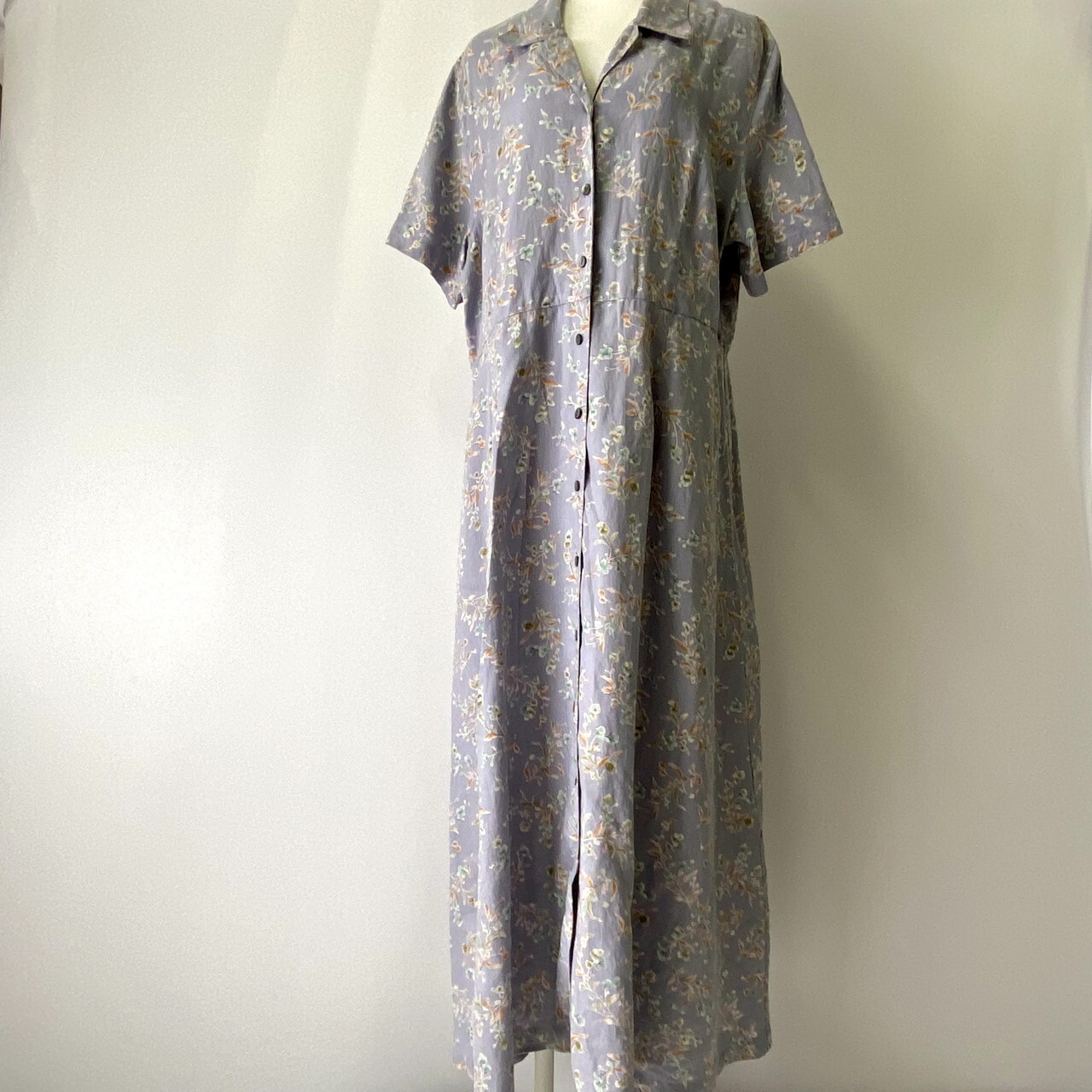 Eddie Bauer エディーバウアー 花柄 リネン ロング丈 半袖 シャツワンピース レディースxl 古着 フロントボタン パープル 紫色 ワンピース Sa Cave 古着屋 公式 古着通販サイト 夏物最大50 Off開催中