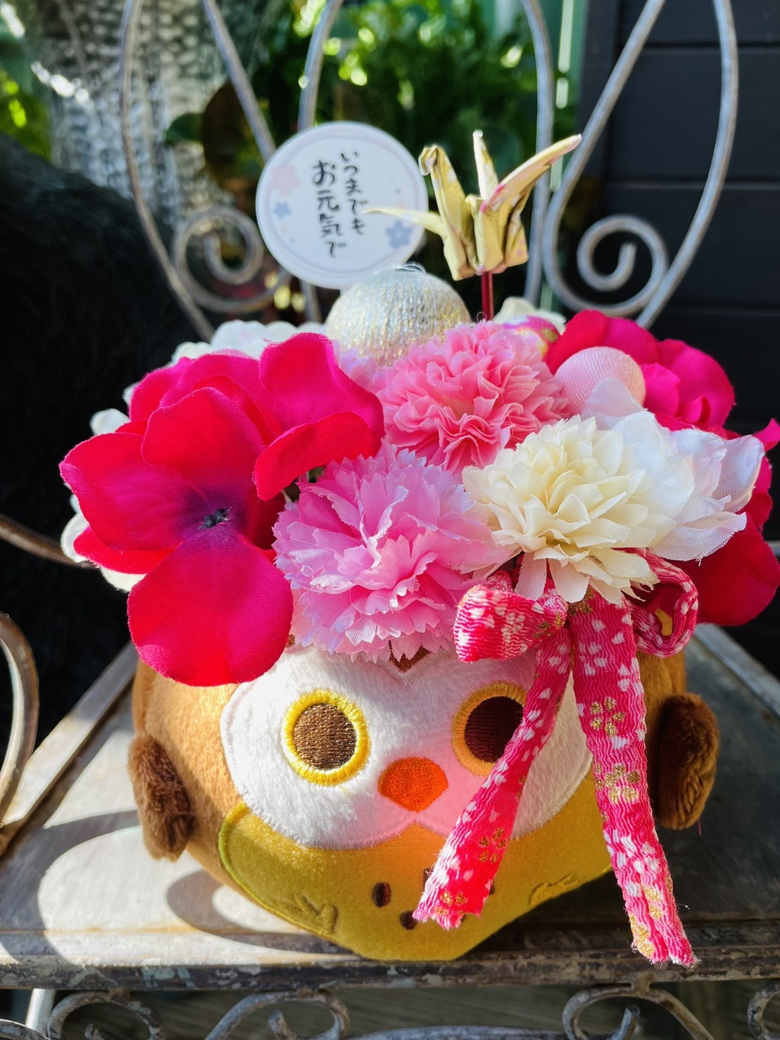 幸せのふくろう フェイクフラワー フラワーギフトのオンラインショップ 花と猫と私 By ハートフラワー