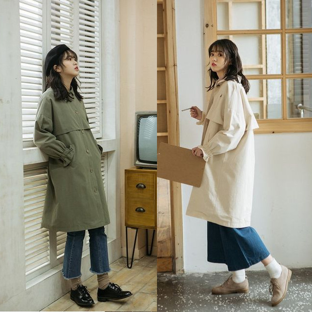 ステンカラーコート レディース アウター コート コットン 無地 ゆったり 秋冬 カジュアル Happy Toon