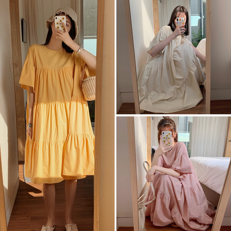 レディース ティアードワンピース フレアワンピース ハイウエスト ダボダボ 韓国ファッション Loose French Retro Dress Dct Value Rave Notice バリューレイヴノーティス 韓国ファッション やハワイアンジュエリーなど海外通販