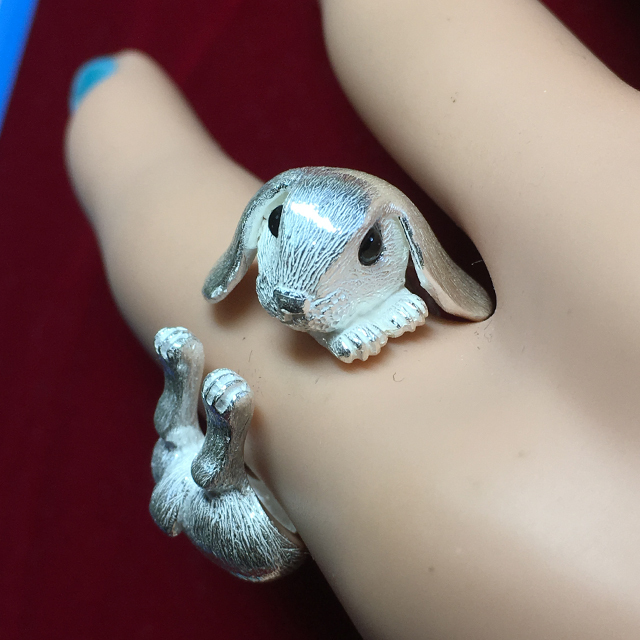 うさぎフリーサイズ銀製指輪 工房いずみ