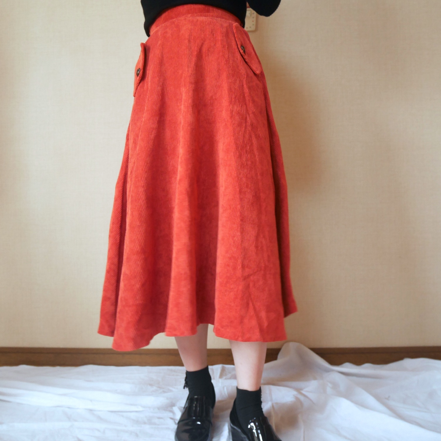 送料無料 コーデュロイスカート ロングスカート 大人かわいい 大人カジュアル N S Box エヌズボックス 韓国ファッション通販