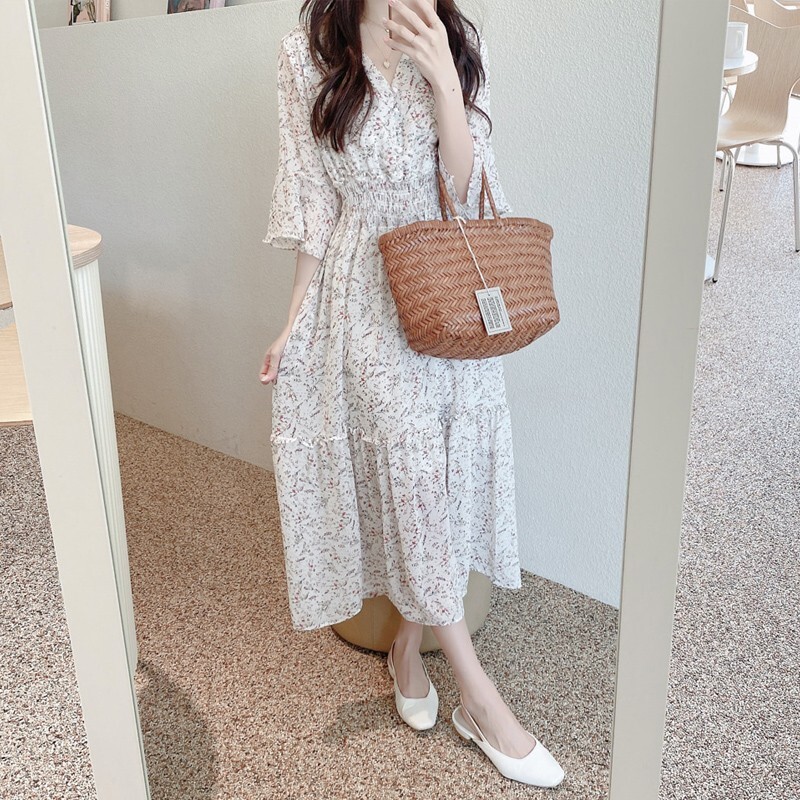 Sssyk 25様着用 フラワーフレアスリーブワンピース 763 Mimirie