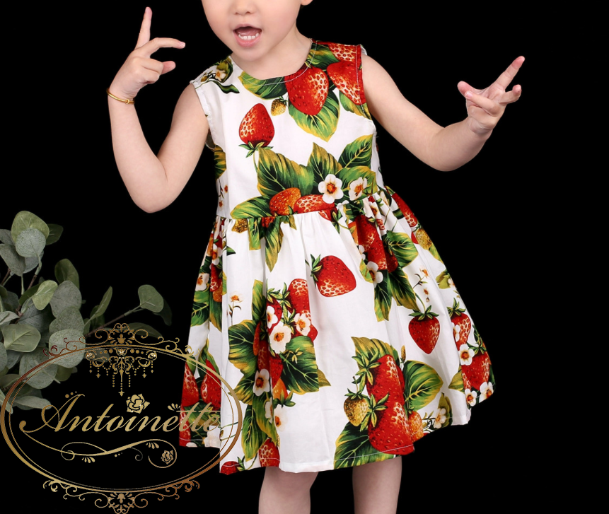 苺 可愛い 子供 ワンピース ドレス 夏服 女の子 Happy Kids Strawberry Girl One Piece Dress Antoinette