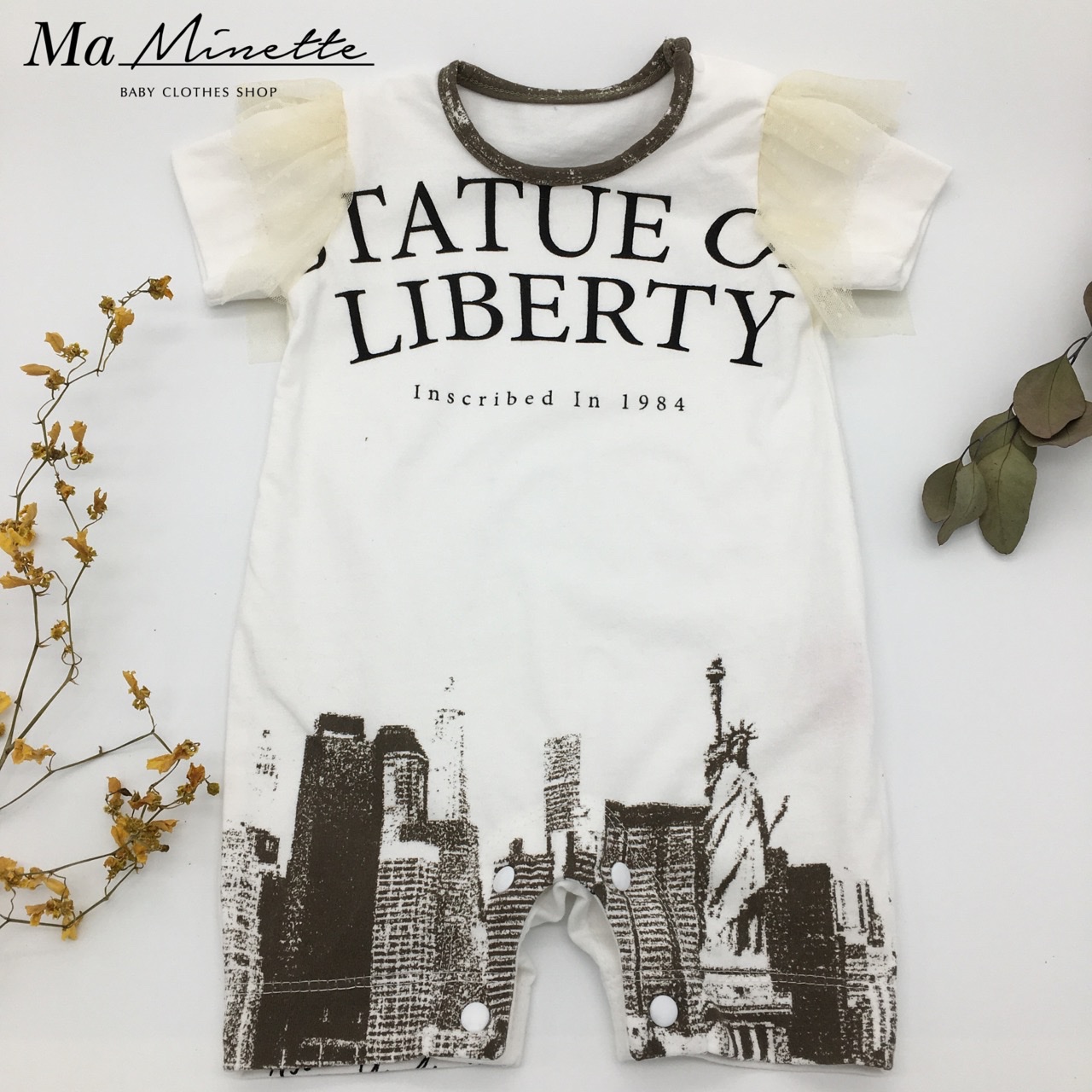 袖コンシャス リメイク ロンパース Liberty 70 ベビー服 Ma Minette