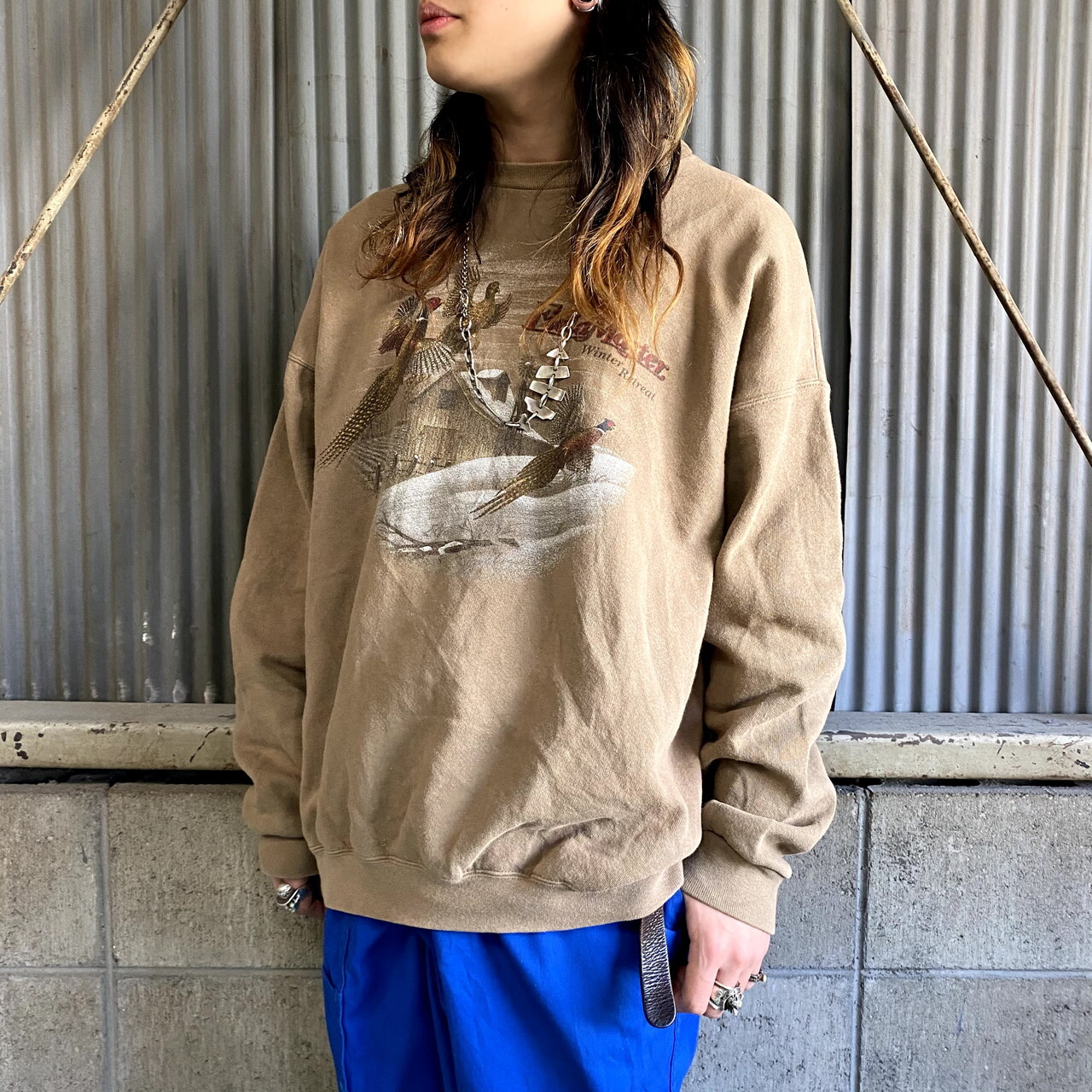90年代 Usa製 Fieldmaster キジ アニマルプリントスウェット メンズxl 古着 レディース 動物 トレーナー 90s ビンテージ ヴィンテージ ベージュ スウェット Al Cave 古着屋 公式 古着通販サイト