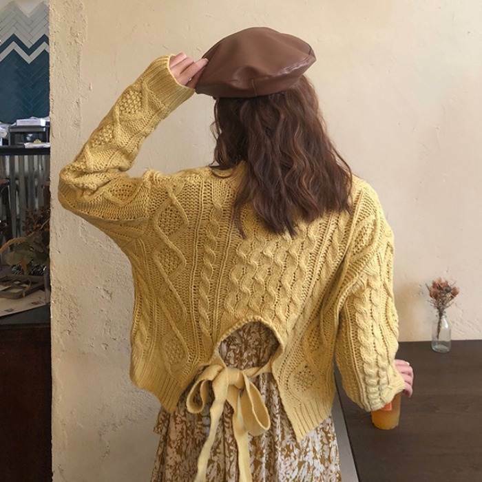 セットアップ 5554 花柄 ロング ワンピース バックリボン ニット ワントーンコーデ フェミニンスタイル 送料無料 流行オルチャンファッション 人気のプチプラ韓国レディースファッション新作通販 Aliceholly