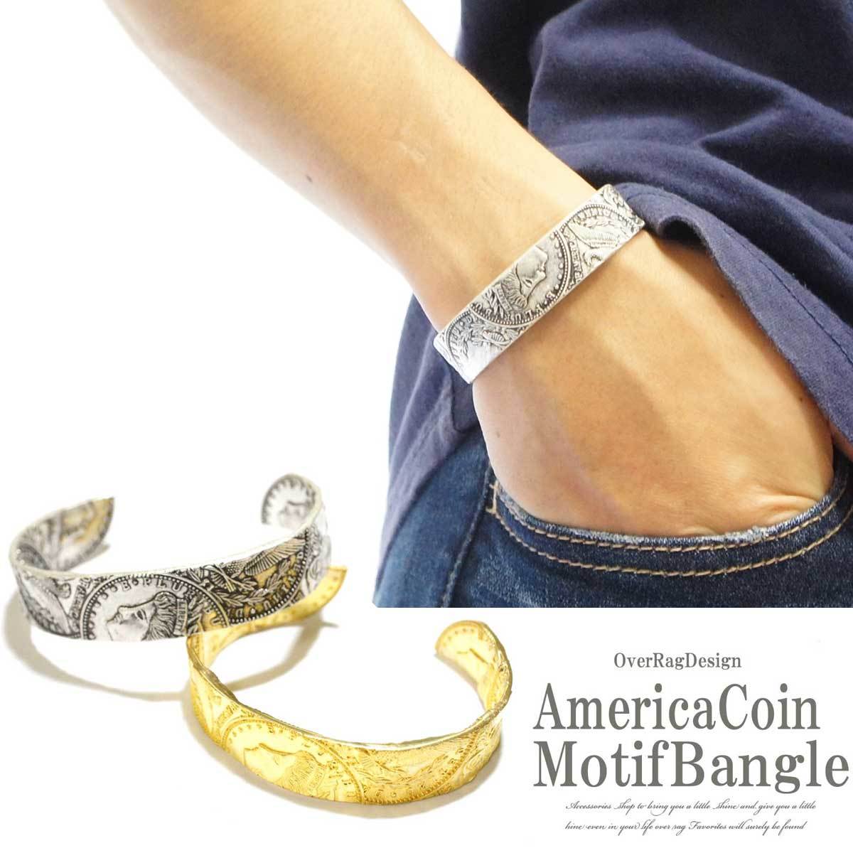 アメリカコインモチーフバングル メンズ アクセサリー メンズバングル バングル ブレスレット アクセサリー アメカジタイプ 17春夏 ポスト投函送料無料 Or1704 015 Overrag