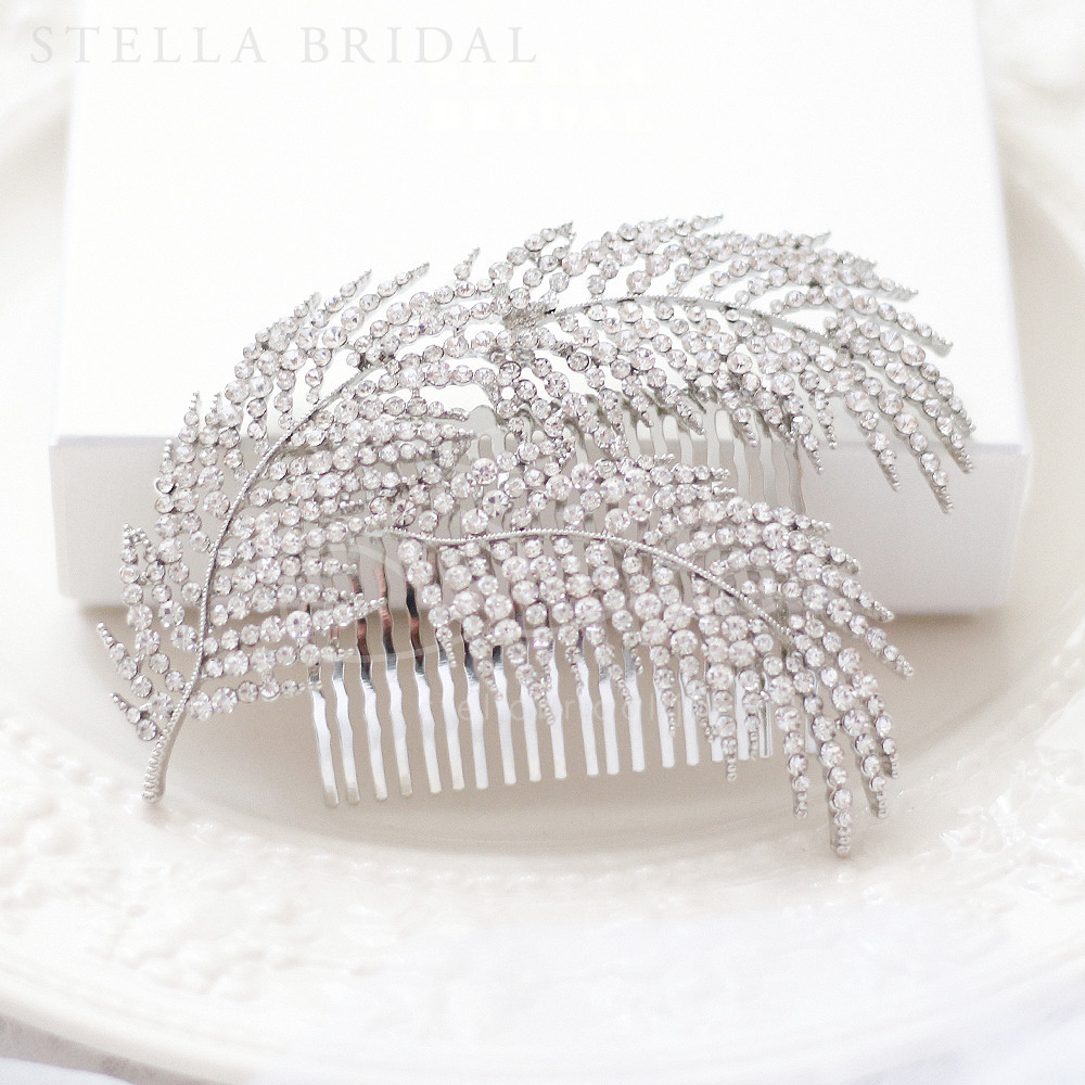 クリスタルフェザー ブライダルヘッドドレス Stella Bridal オシャレ花嫁さま御用達ウェディングアクセサリーショップ ステラブライダル