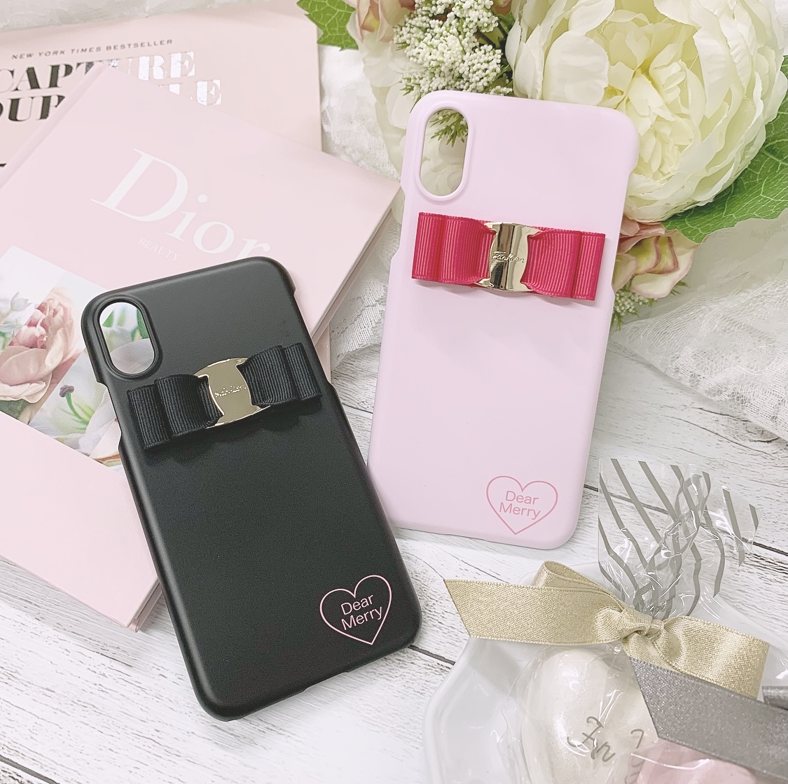 ワンポイントリボンiphoneケース Dear Merry