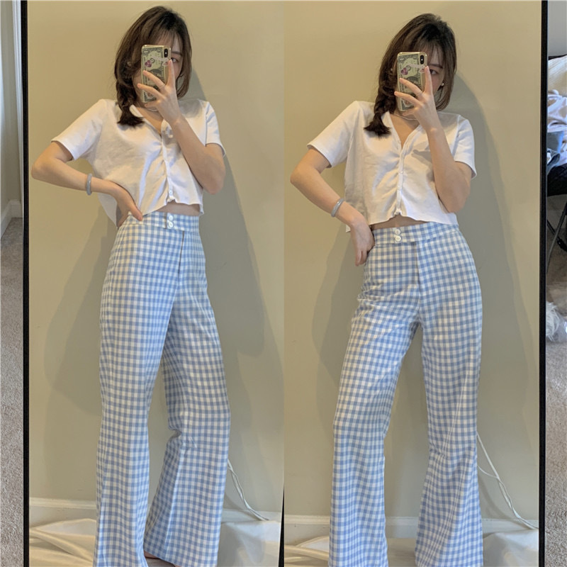 チェックフレアパンツtm03 Tiam