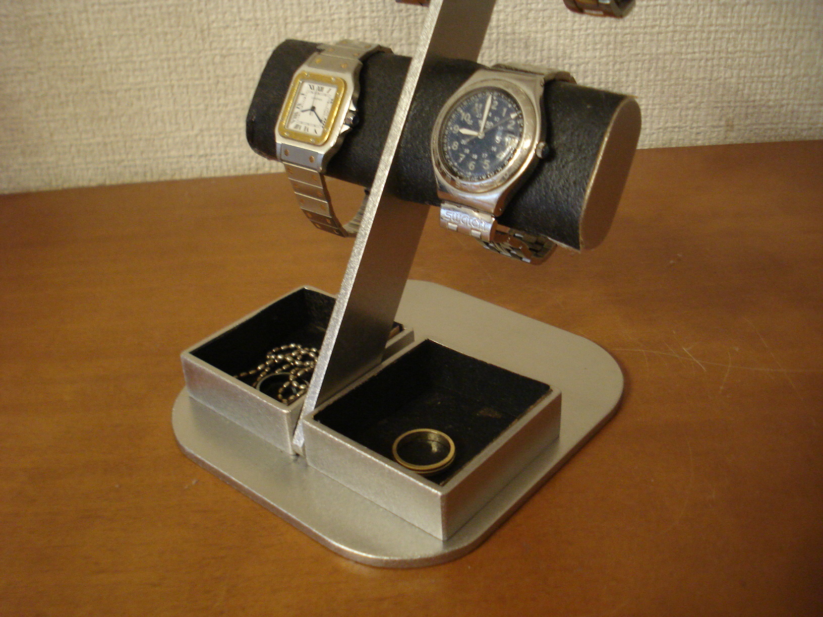 時計スタンド 腕時計 飾る ブラック4本掛け楕円ダブルトレイディスプレイスタンド 130105 | 腕時計スタンドのAKデザイン