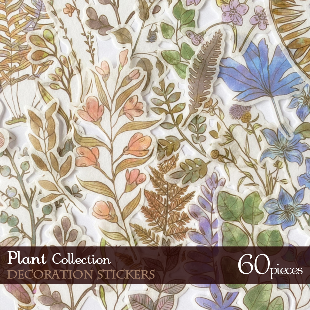 J105 植物 フレークシール 海外 60枚 ボタニカル レトロ アンティーク コラージュ ジャンクジャーナル 素材 Classy クラッシー