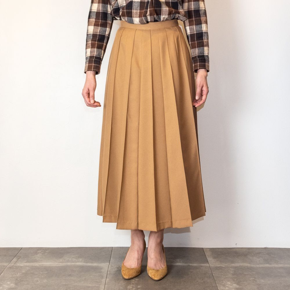Dolly Sean ドリーシーン ウールライクピンタックフレアスカート キャメル La Himawari