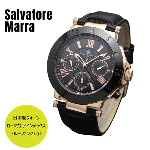 Salvatore Marra サルバトーレ マーラ Sms Pgbk ブラック ピンクゴールド 腕時計 メンズ 正規品 Watch Index