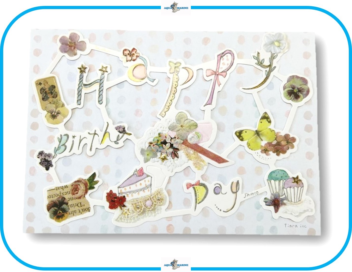 A バースデーカード 手紙 メッセージ 4枚セット 花柄 フラワー 文房具 誕生日 グリーティングカード ナチュラル雑貨 Onlineshop Aquamarine