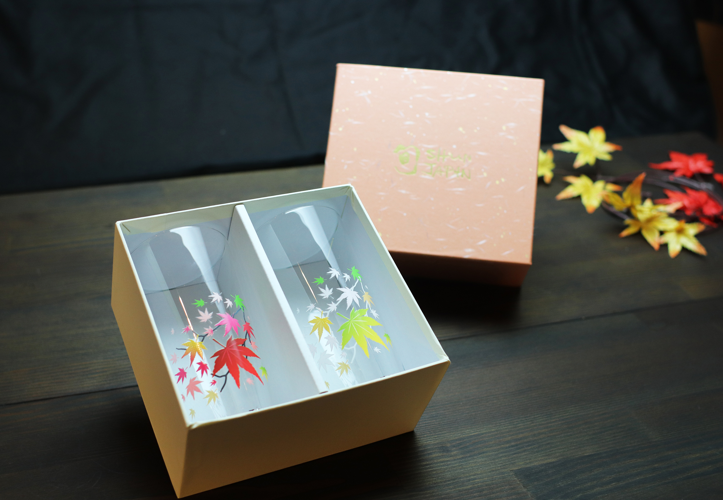 冷感紅葉タンブラーグラスペアセット 温度で色が変わる季節を楽しむ器 - グラス - ガラス レッド