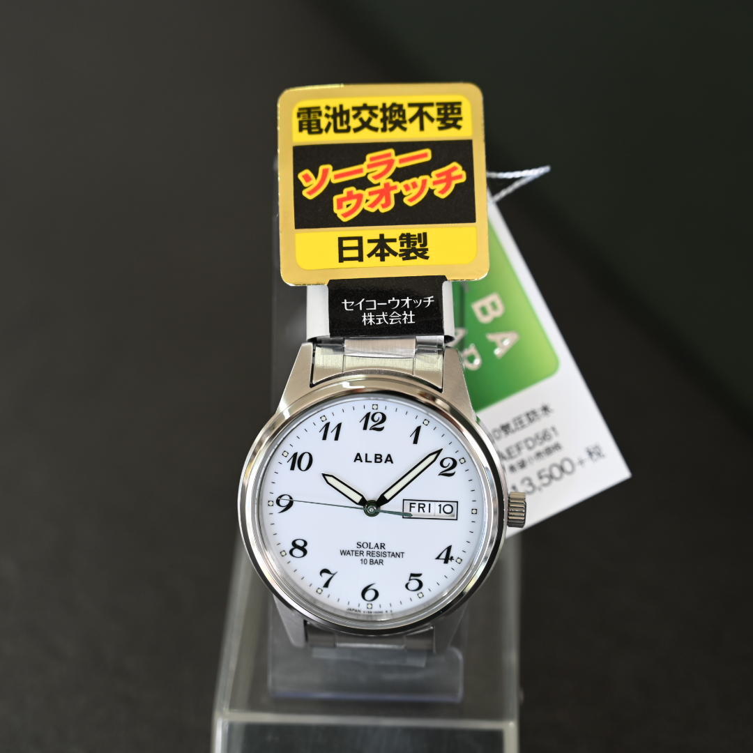 Seiko Alba 日本製 メンズ ソーラー腕時計 10気圧防水 デイデイト Aefd561 セイコーアルバ正規品 栗田時計店 Seiko G Shock フェラーリ 時計ベルトの専門店