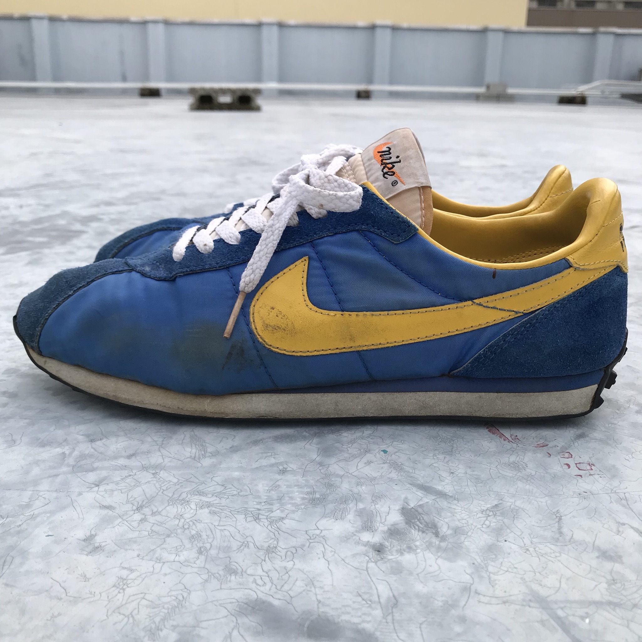 90 S Nike ナイキ ワッフルトレーナー 初期復刻 名作 レトロランニング 青黄 27 5cm Agito Vintage