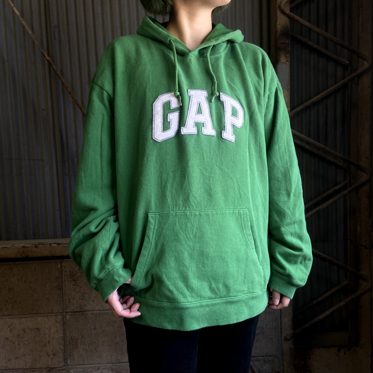Gap ギャップ ロゴワッペン プルオーバーパーカー メンズl 古着 スウェットパーカー グリーン 緑色 パーカー Al Cave 古着屋 公式 古着通販サイト
