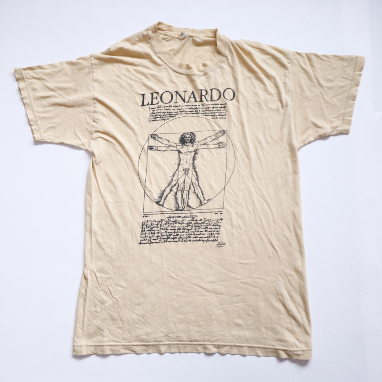 80 90 S レオナルド ダ ヴィンチ ウィトルウィウス的人体図 Tシャツ 仙台古着屋howdy オンラインショップ