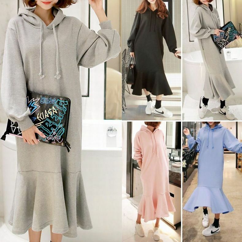 レディース パーカーワンピース フィッシュテール 裾フリル Women S Hooded Sweater Dress Fishtail Sweater Skirt Dct Value Rave Notice バリューレイヴノーティス 韓国ファッションやハワイアンジュエリーなど海外通販