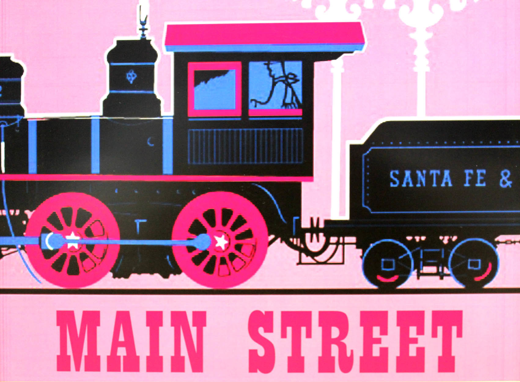 ディズニー テーマパーク メインストリートusa サンタフェ ディズニーランド鉄道 展示用フック付ポスター ディズニー絵画 ポスター