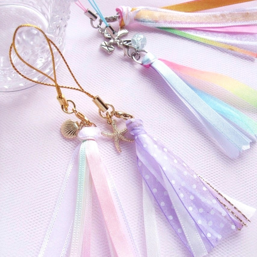 キット ひらひらリボン 流れ星ストラップの手作りキット Apl あとりえぱいなっぷるりりー