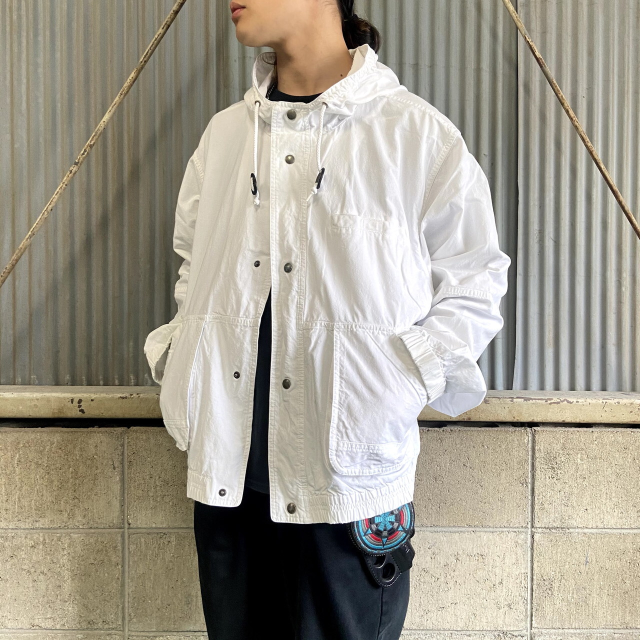 80~90年代 Eddie Bauer エディーバウアー コットンパーカー メンズXL 古着 80s 90s ヴィンテージ ビンテージ ホワイト  白【ブルゾン・ジャケット】  cave 古着屋【公式】古着通販サイト powered by BASE